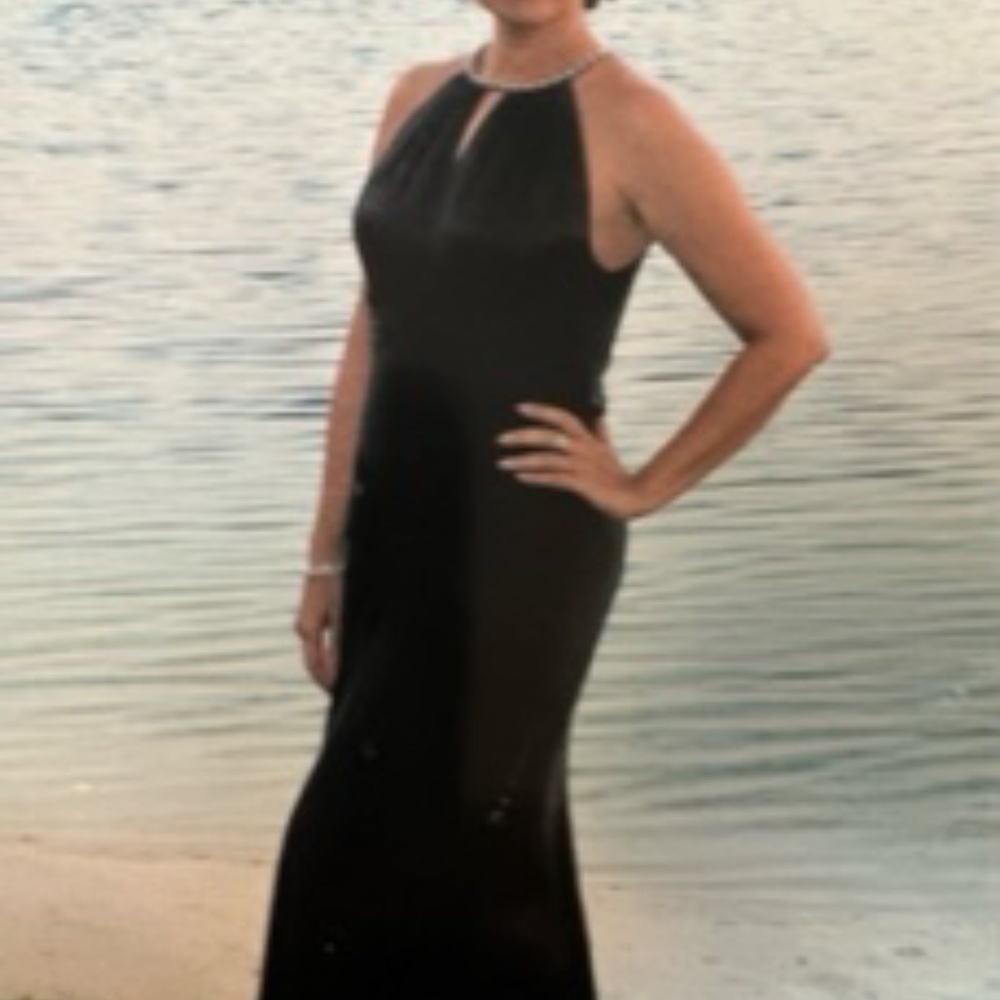 Rickie Freeman for TERI JON – Black Silk Evening Gown – Size 12
